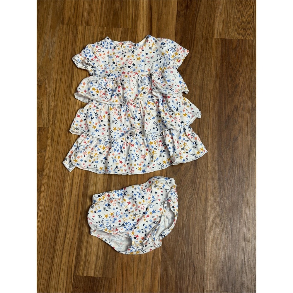 Magnetic Me Baby Girls 3-6 Months Tiered Shirt Bubble Bloomers Outfit EUC